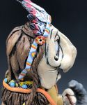 American Indian Chief and Buffalo Sculpture, ceramic
