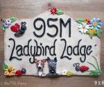 House Sign Ceramic - Bridge Top 9 x 6 Ladybird Lodge