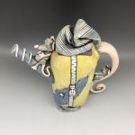 Rat Tea Pot, Ceramic Tall, wrapped rat design