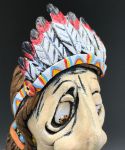 American Indian Chief and Buffalo Sculpture, ceramic