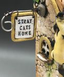 Cat Wall Clock pendulum swinging ceramic, stray cats home